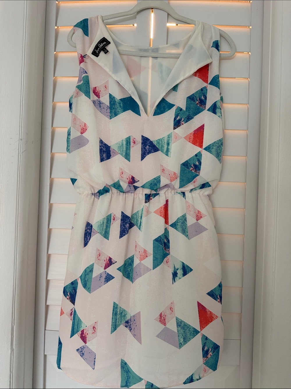 Sam Edelman White Sleeveless Geometric Sequin Dress - Picture 2 of 2